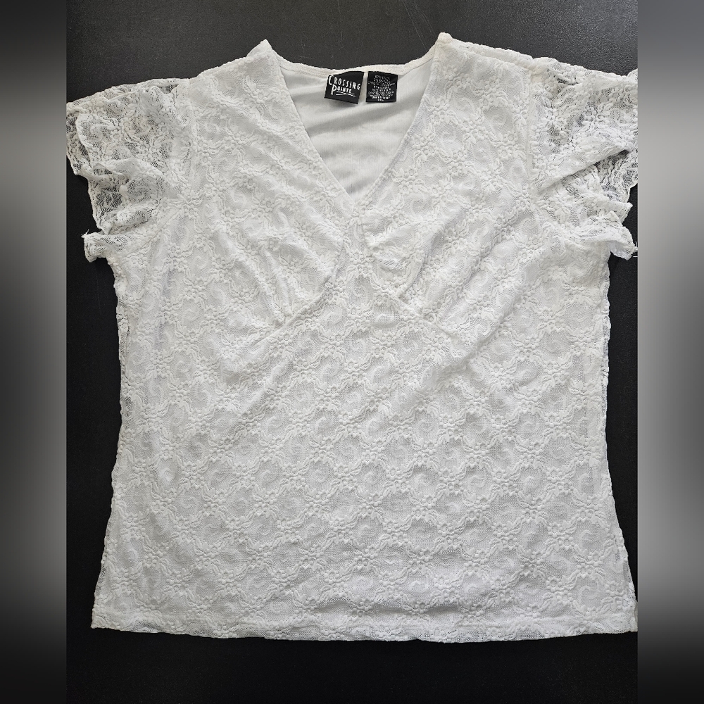 NWOT - Lace "Crossing Pointe" Fully Lined White Stretch Jersey - Size 2XL